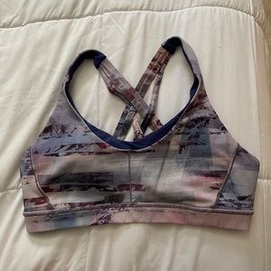 Purple and blue lululemon sports bra